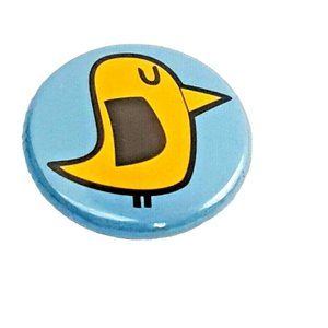 Badgebomb 2007 Button Art Pin Cartoon Yellow Sweet Orange Bird